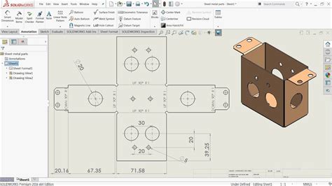 solidworks sheet metal drawing pattern